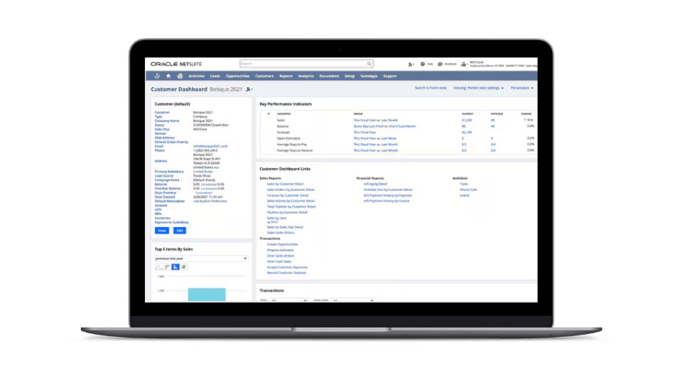 NetSuite CRM Dashboard